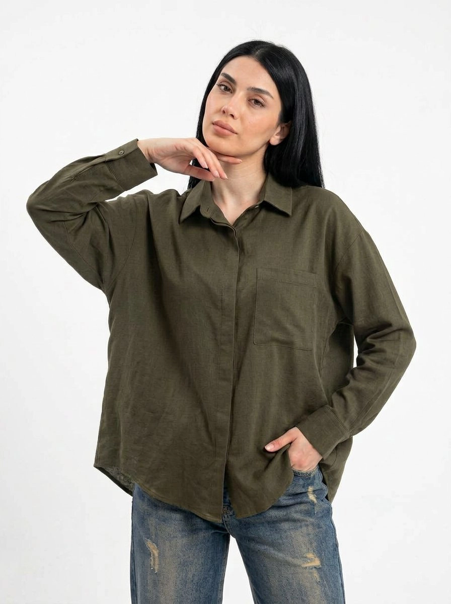 شومیز بیسیک وال سبز ماشی