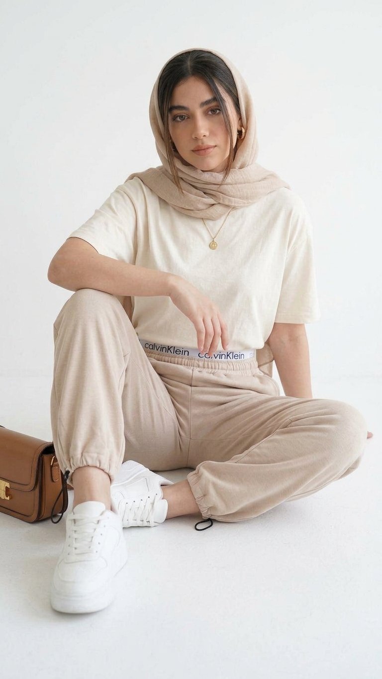شلوار جاگر دمپا گت دار کرم - Image 10