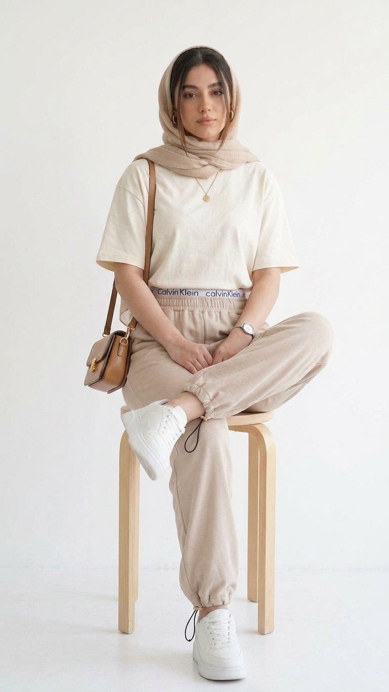شلوار جاگر دمپا گت دار کرم - Image 6