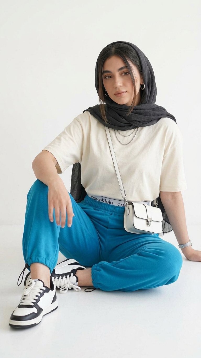شلوار جاگر دمپا گت دار آبی - Image 5