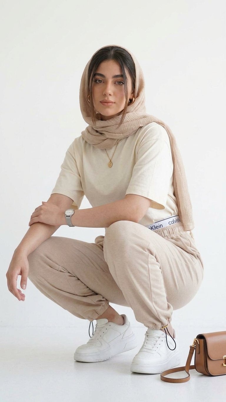 شلوار جاگر دمپا گت دار کرم - Image 8