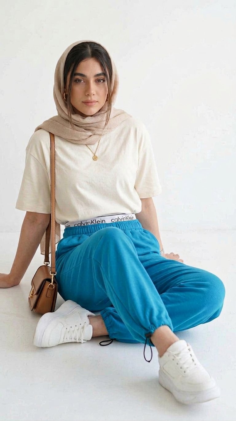 شلوار جاگر دمپا گت دار آبی - Image 7