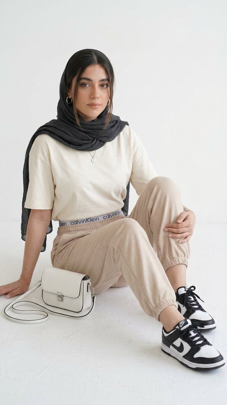شلوار جاگر دمپا گت دار کرم